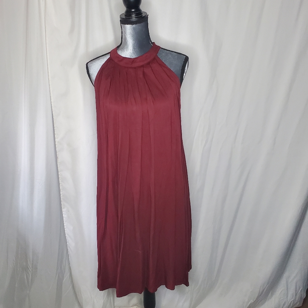 ♧ Kirundo Wine Halter Neck Dress with Sash Size Large NWT
